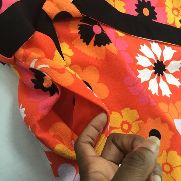 Victoria Beckham Retro Orange Tropical Floral Print Tie-Waist Romper - Picture 8 of 12